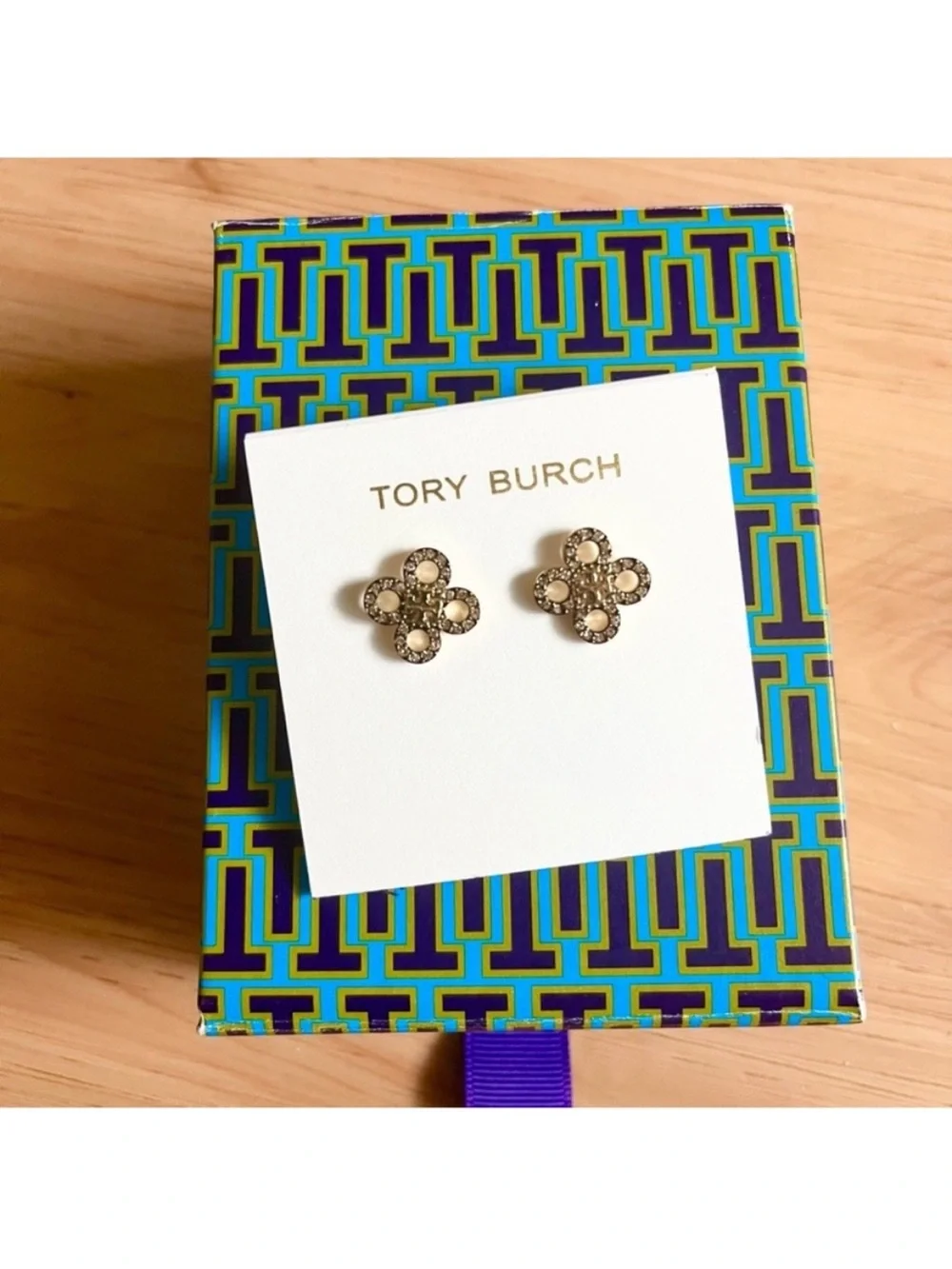 Tory Burch Britten Pave Cut Out Stud Earring